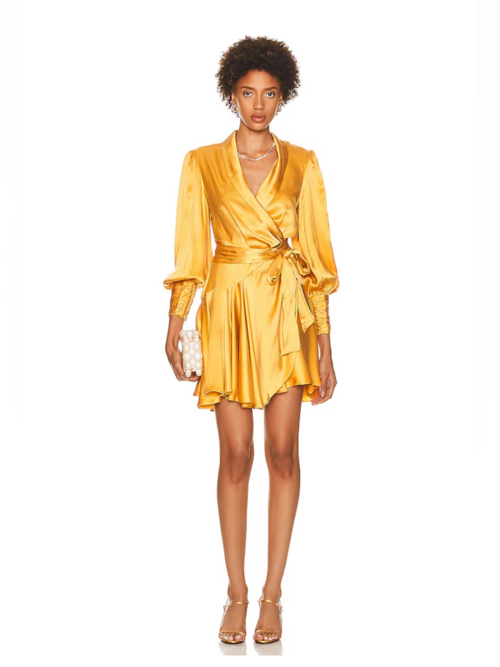 Zimmermann Gold Wrap Mini Dress